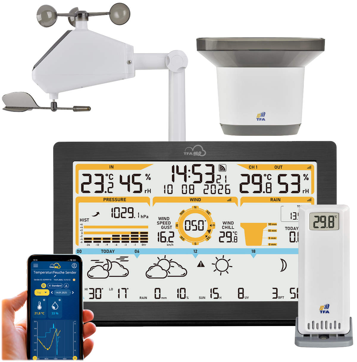 T-35.8106+piles  Station M�t�o  Pro   wifi   alarmes, pr�vsions � 4 Jours TFA-me ID-05 TFA