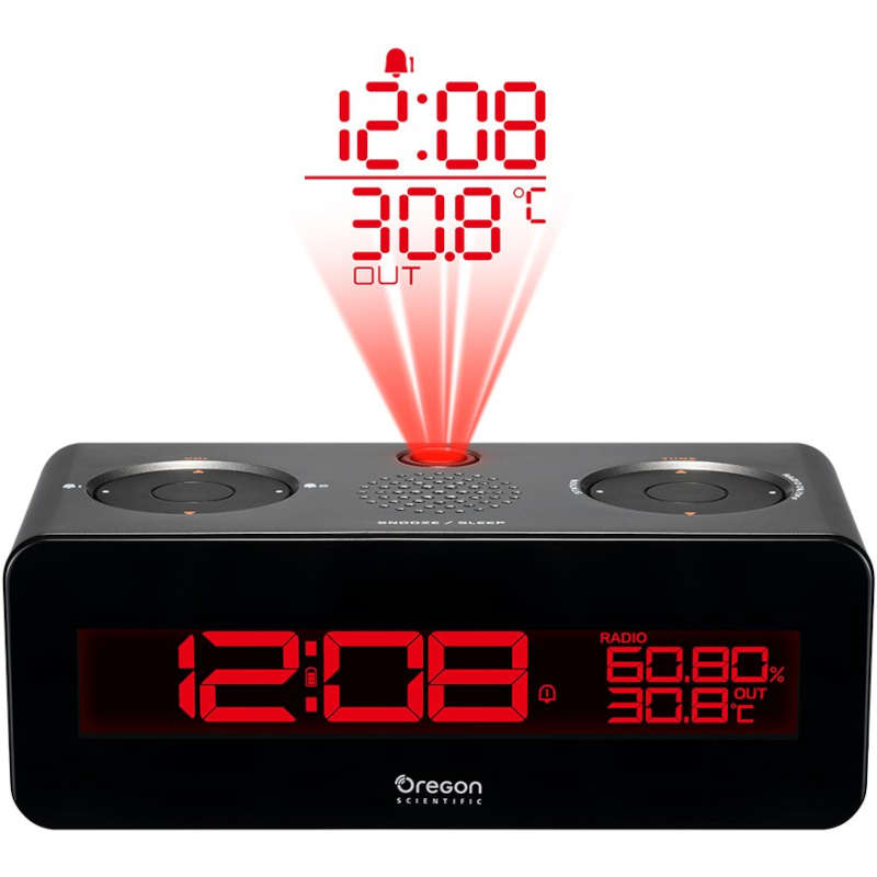 OS-RRA320-PNX - OREGON SCIENTIFIC - Radio réveil avec double alarme et  projection de l´heure et température ext. au plafond