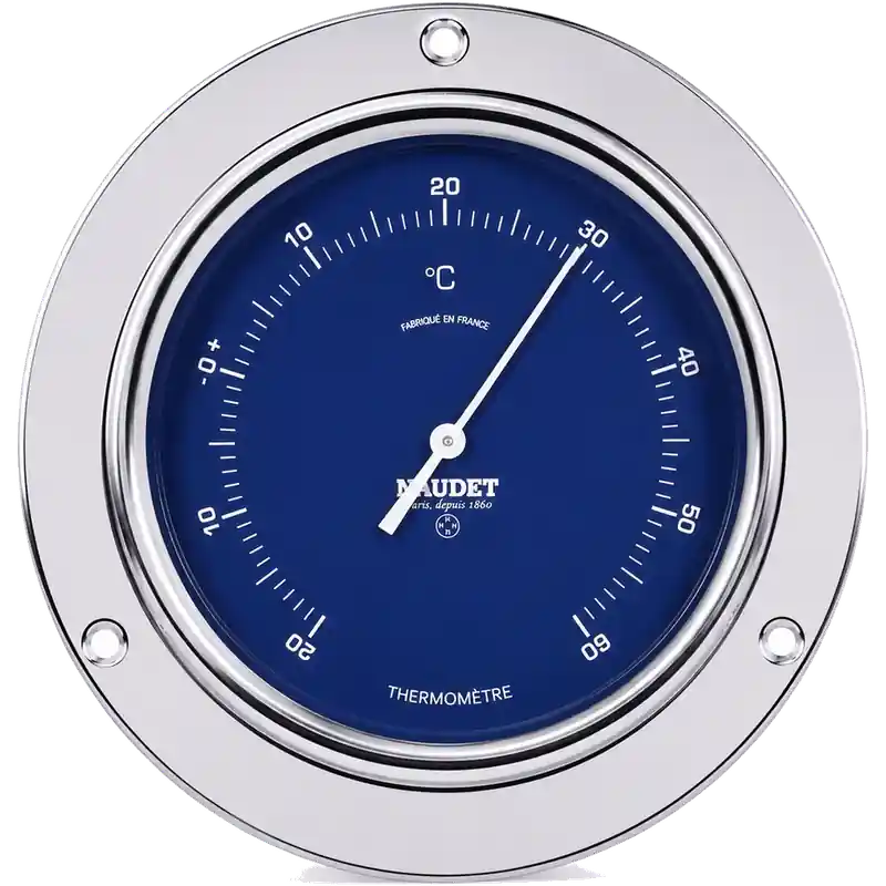 Thermom�tre en Chrome fond Bleu